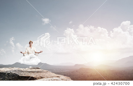 Young man keeping mind conscious. 42430700