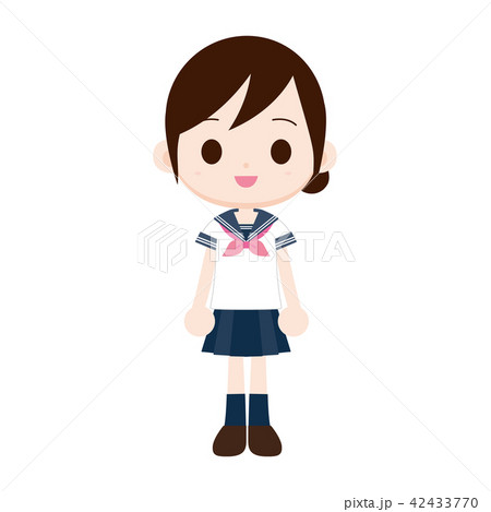 半袖セーラー服の女子高校生 笑顔 嬉しいのイラスト素材