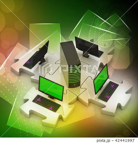 Laptop and server connect in puzzles 42441997