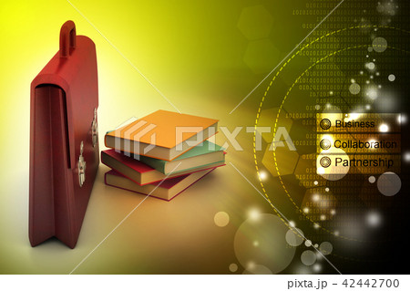 leather briefcase and books 42442700