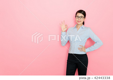 japanese business lady showing ok sign 42443338