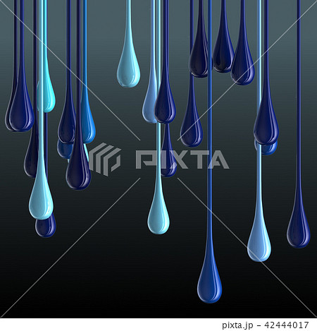 3D multicolor glossy paint drop blobs on black background 42444017