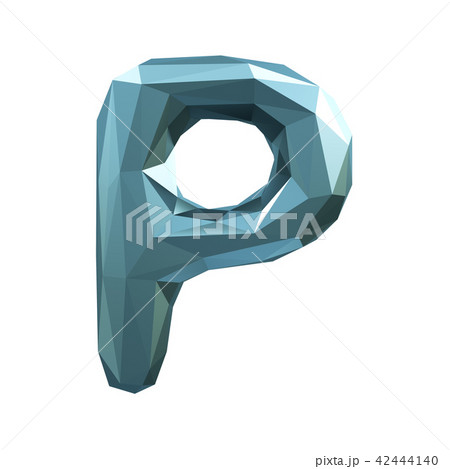Capital latin letter P in low poly style isolated on white background 42444140