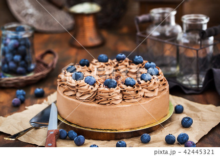 Delicious homemade chocolate cheesecake Delicious homemade chocolate cheesecake 42445321