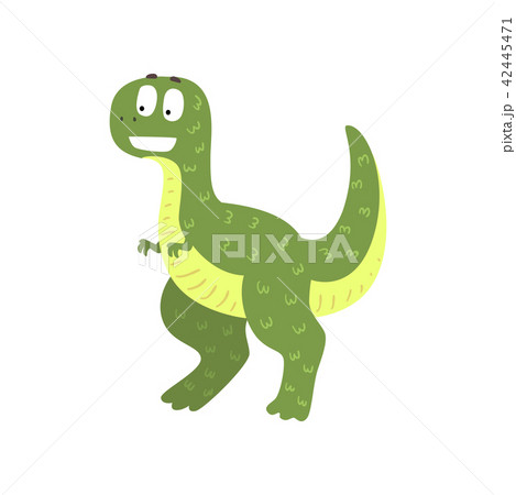 Cute cartoon green dinosaur, prehistoric dino character vector Illustration on a white background Cute cartoon green dinosaur, prehistoric dino character vector Illustration on a white background 42445471