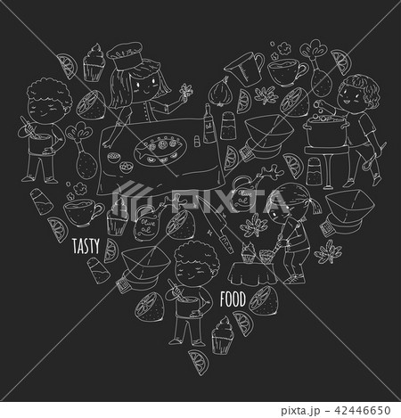 Cooking class banners, courses for little kindergarten children. Kitchenware, kitchen items, utensil Cooking class banners, courses for little kindergarten children. Kitchenware, kitchen items, utensil 42446650