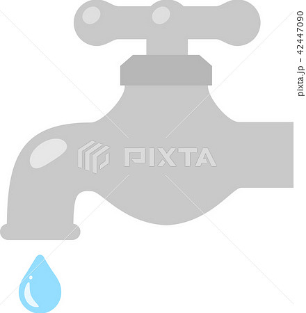 水道の蛇口と水滴のイラスト素材
