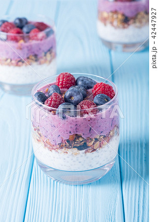Chia yogurt with granola Chia yogurt with granola 42447927