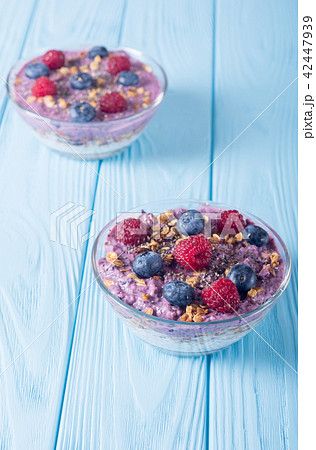 Chia yogurt with granola Chia yogurt with granola 42447939