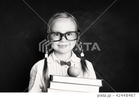 Back to school concept. Black and white portrait Back to school concept. Black and white portrait 42448467