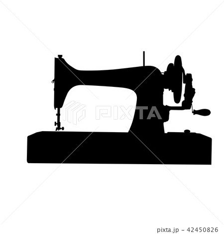 Silhouette of retro sewing machine, tool of tailor Silhouette of retro sewing machine, tool of tailor 42450826