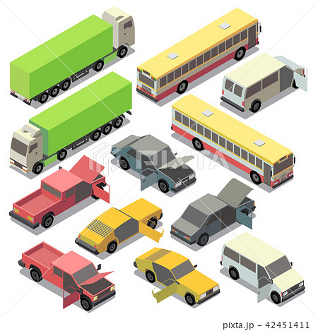 Vector isometric urban transportation repairs, car rental 42451411