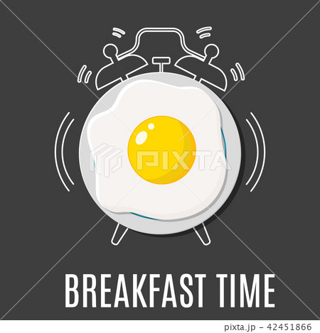 Fried egg and outline alarm clock, 42451866