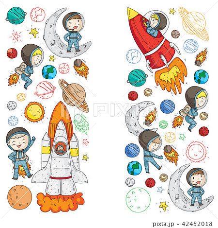 Space for children. Kids and cosmos exploration. Adventures, planets, stars. Earth and Moon. Rocket Space for children. Kids and cosmos exploration. Adventures, planets, stars. Earth and Moon. Rocket 42452018