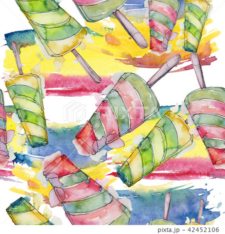 Ice cream sweet summer food. Seamless background pattern. 42452106