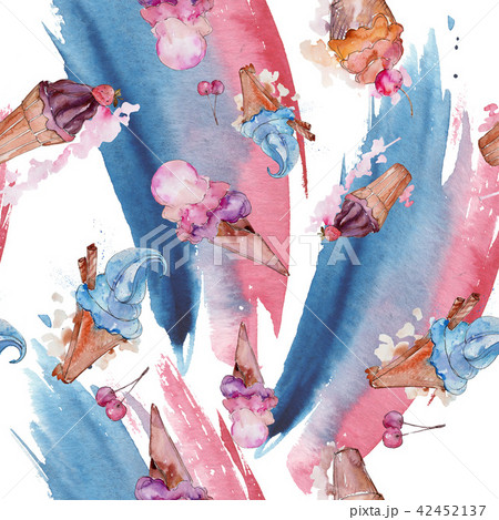 Ice cream sweet summer food. Seamless background pattern. Ice cream sweet summer food. Seamless background pattern. 42452137