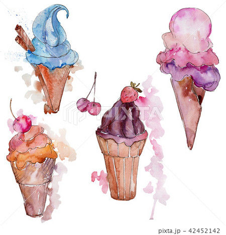 Ice cream sweet summer food. Isolated illustration element. 42452142