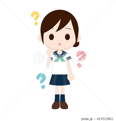 半袖セーラー服の女子高校生 ハテナマーク 疑問 半袖セーラー服の女子高校生 ハテナマーク 疑問 42452961