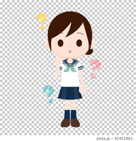 半袖セーラー服の女子高校生 ハテナマーク 疑問 半袖セーラー服の女子高校生 ハテナマーク 疑問 42452961