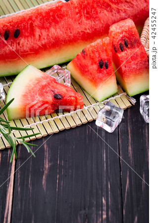 watermelon on wooden background 42455247