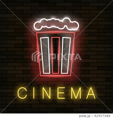Cinema Light Neon Sign on Brick Background 42457389