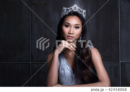 Miss Pageant Contest in Evening Ball Gown Crown 42458008