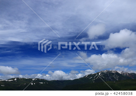 北アルプス三俣蓮華岳山頂からの景色　雲ノ平を取り巻く山々　薬師岳　太郎平 42458038