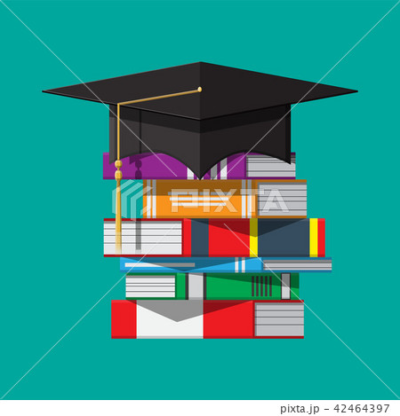 Graduation cap on stuck of books Graduation cap on stuck of books 42464397