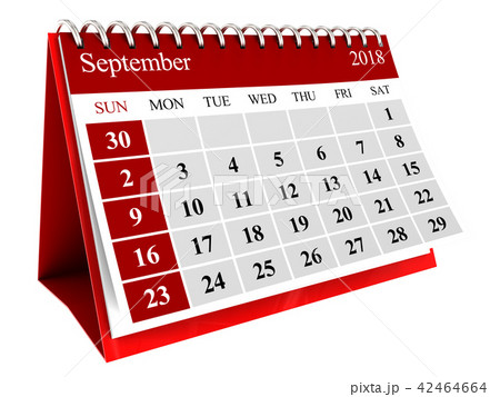 3d illustration of september month calendar 2018 42464664