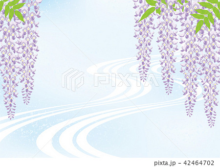 藤の花と流水の背景素材 和風イメージ のイラスト素材