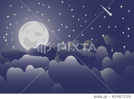 The moon in the night sky and clouds Vectorのイラスト素材 [42467259] - PIXTA