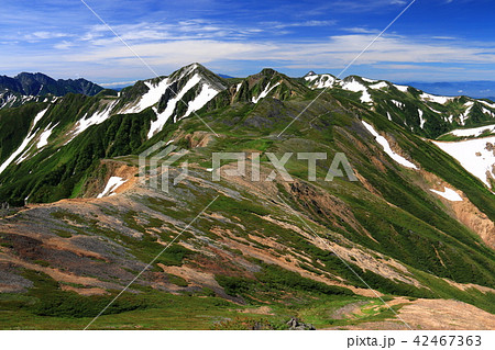 北アルプス水晶岳山頂への道　槍ヶ岳へ続く裏銀座コース　 42467363