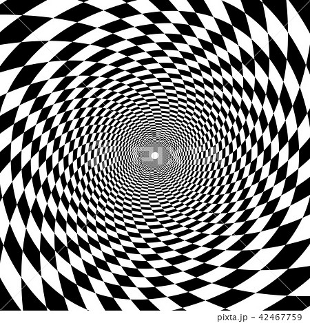 Psychedelic Tunnel Chessboard Pattern In Blackのイラスト素材