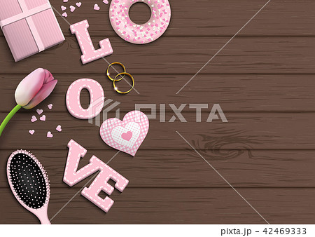 Pink letters LOVE, romantic motive, illustration 42469333
