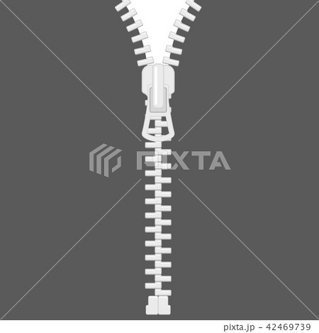 Open zipper on white background 42469739