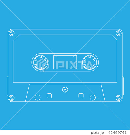 Audio tape cassette on cyan background 42469741