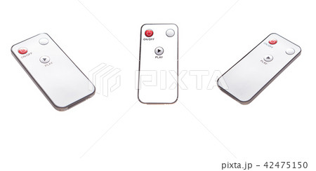 Turn on audio speaker stereo with remote control isolated on white background 42475150