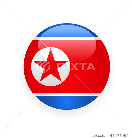 Icon of North Korea flag round button 42477464