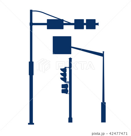 Silhouette of traffic lights on pole - signal post 42477471