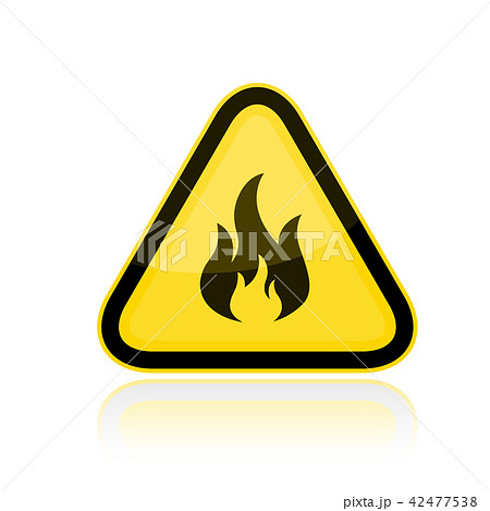 Yellow triangular flammable warning sign