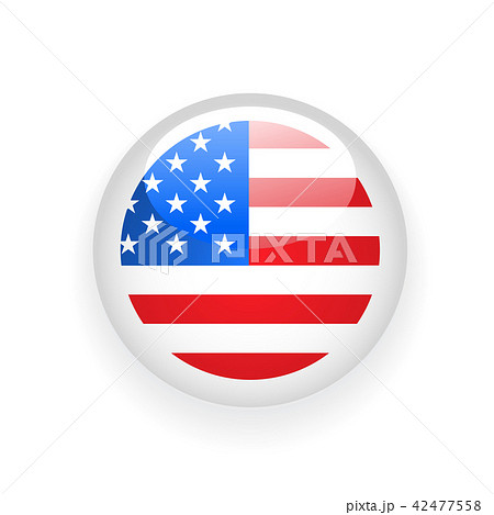 American flag round button on white background American flag round button on white background 42477558