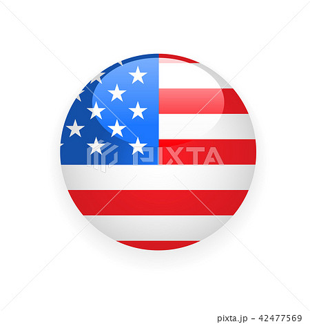 Round badge with USA flag on white background Round badge with USA flag on white background 42477569