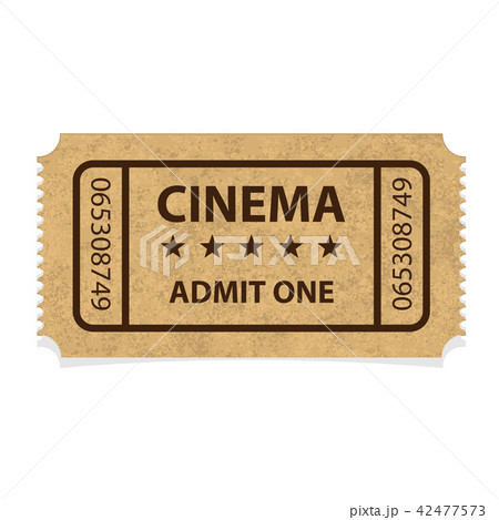 Retro cinema cardboard ticket on white background 42477573