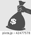 Big sack of money with dollar sign in hand icon 42477578