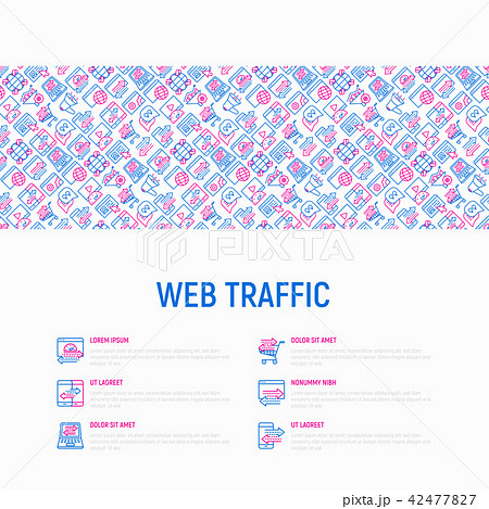 Web traffic concept with thin line icons 42477827