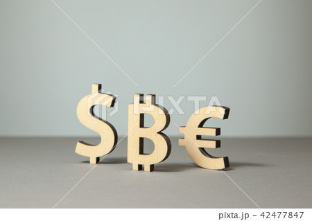 Currency symbols bitcoin dollar and euro 42477847