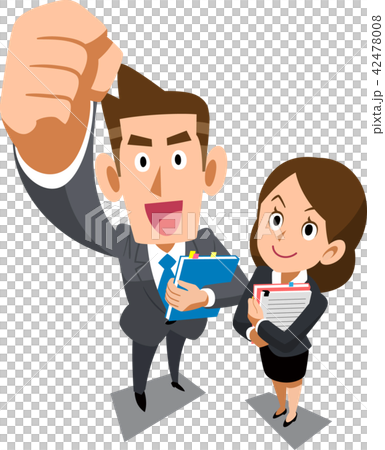Male and female young businessperson of positive image _ Overhead view 42478008