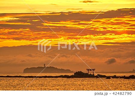 江ノ島と名島のコラボ(夕景) 江ノ島と名島のコラボ(夕景) 42482790