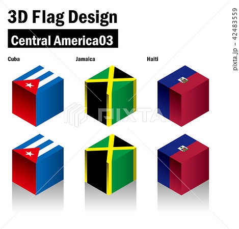 立体的な国旗のイラスト キューバ ジャマイカ ハイチ 3d Flagのイラスト素材