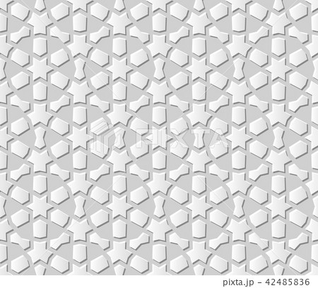 3D white paper art Islamic geometry backgrouund 42485836